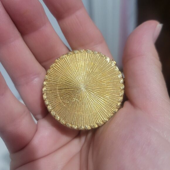 Vintage Corday Toujours Moi Solid Perfume Compact Goddess & Cherub Angel Etching - Picture 6 of 8